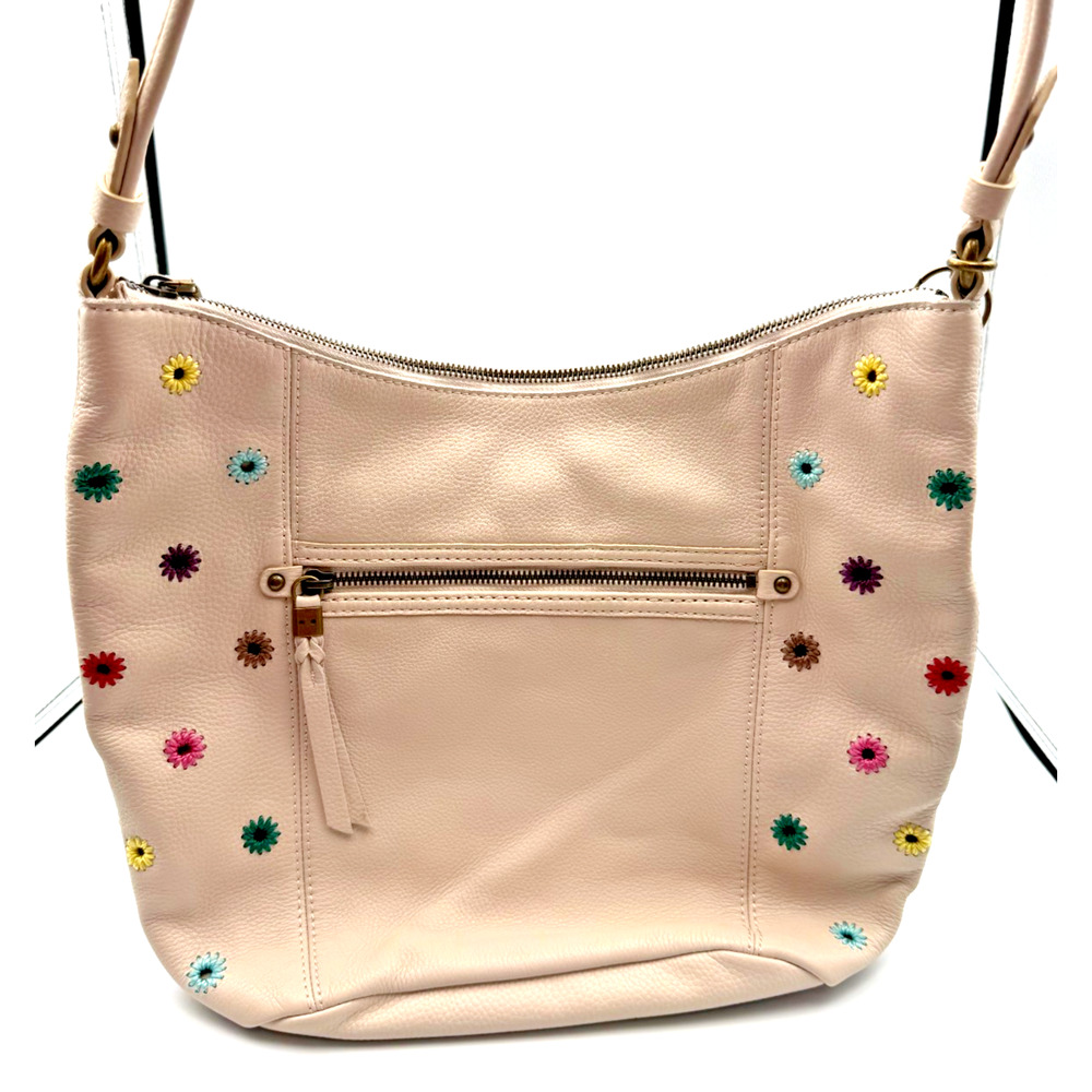 The Sak Sequoia Leather Hobo Bag in Stone With Embroidered Flowers Style 107136 - Picture 5 of 9